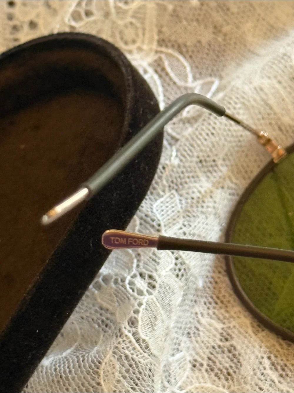 Tom Ford Gold-Trim Olive Gradient Shield Sunglasses